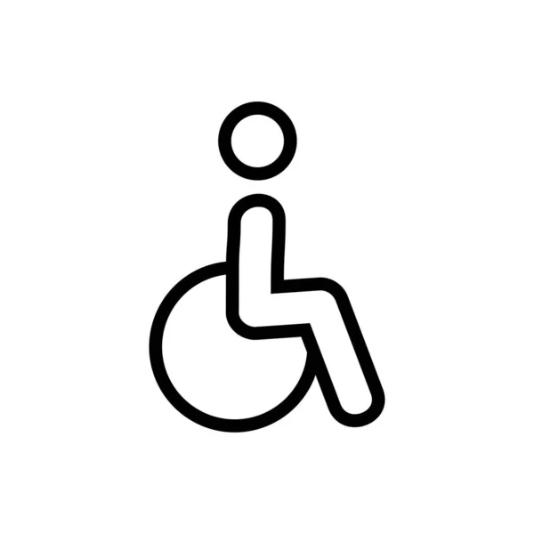 Инвалид в инвалидной коляске иконка контура вектора рисунок — стоковый вектор