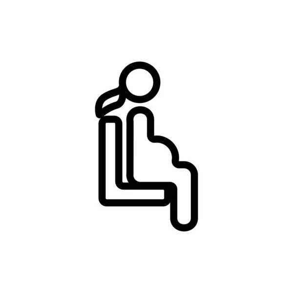 Femme enceinte assis icône vectoriel contour illustration — Image vectorielle