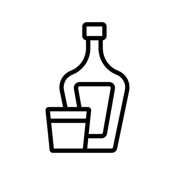 Bottiglia di cognac vetro icona vettoriale contorno illustrazione — Vettoriale Stock
