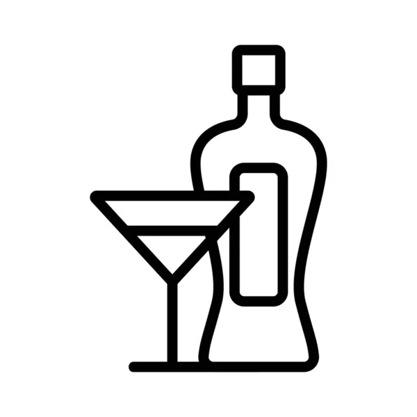 Martini Flasche Glas Symbol Vektor Umriss Illustration — Stockvektor
