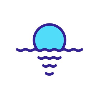 Günbatımı okyanus simgesi vektör çizimi çizimi