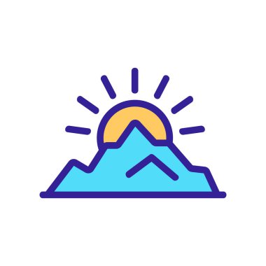 Sunset dağları ikon vektör çizelgesi çizimi