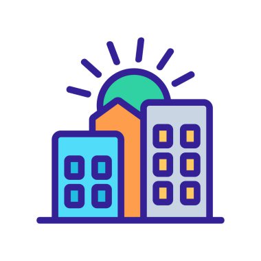 Sunset City ev simgesi vektör çizimi çizimi