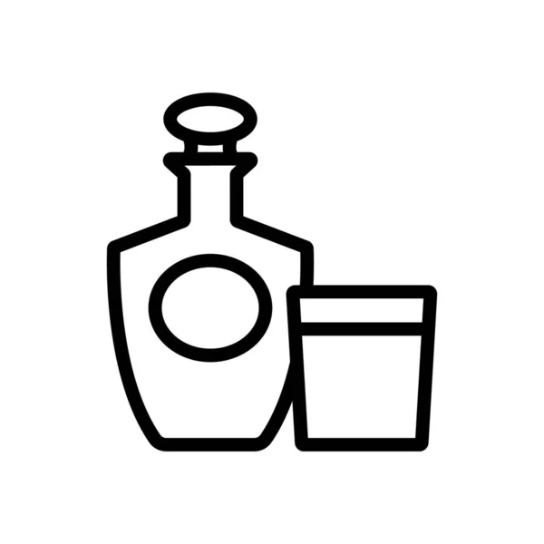 Brandy bottle glass icon vector outline illustration — Stock Vector