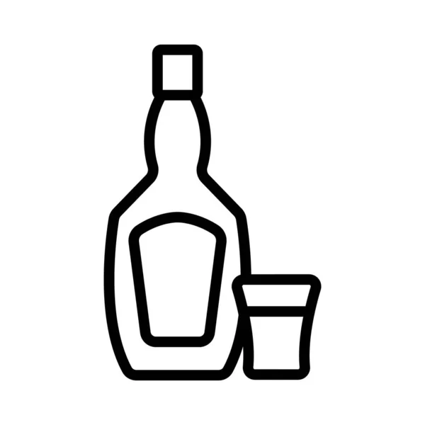 Wodkaflasche Glas Symbol Vektor Umriss Illustration — Stockvektor