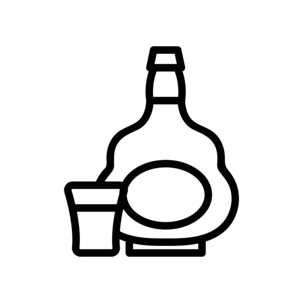 Bouteille de cognac icône en verre illustration vectorielle contour — Image vectorielle