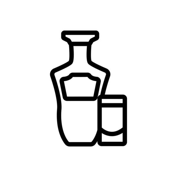Tequila fles glas pictogram vector overzicht illustratie — Stockvector