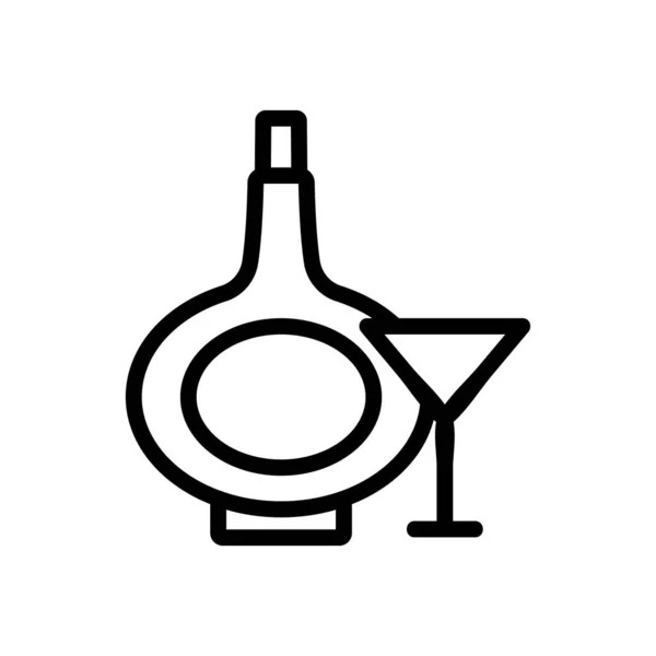 Bouteille de cognac icône en verre illustration vectorielle contour — Image vectorielle