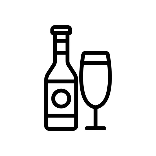 Botella de vino icono de vidrio esquema ilustración — Archivo Imágenes Vectoriales