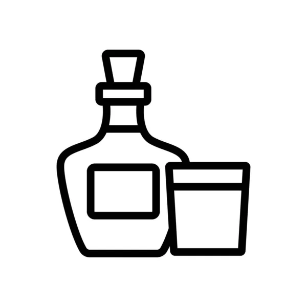 Bouteille de whisky icône en verre illustration vectorielle contour — Image vectorielle