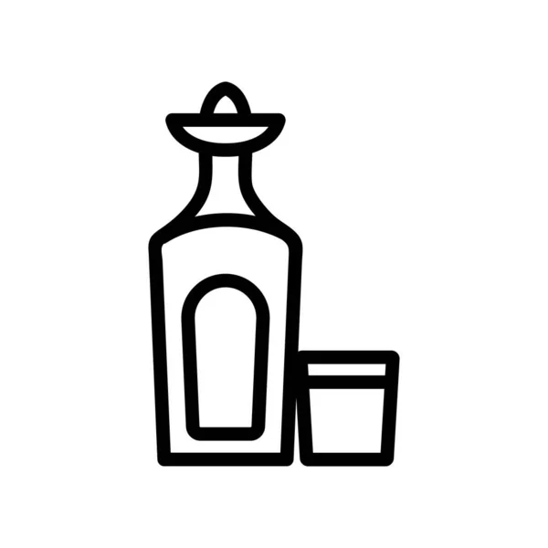 Tequila butelka szklana ikona wektor zarys ilustracja — Wektor stockowy