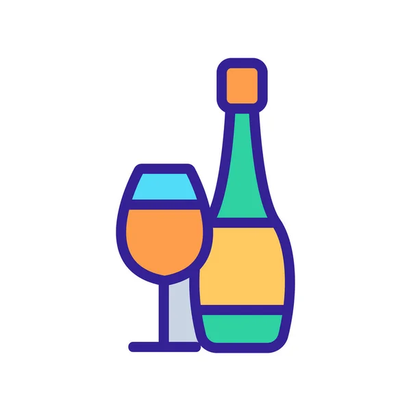 Shompanskoe botella icono de vidrio esquema ilustración — Vector de stock