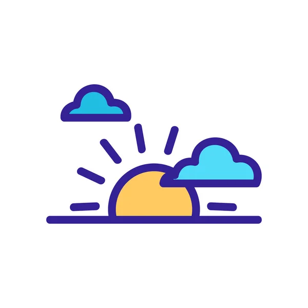 Coucher de soleil nuages icône vectoriel contour illustration — Image vectorielle
