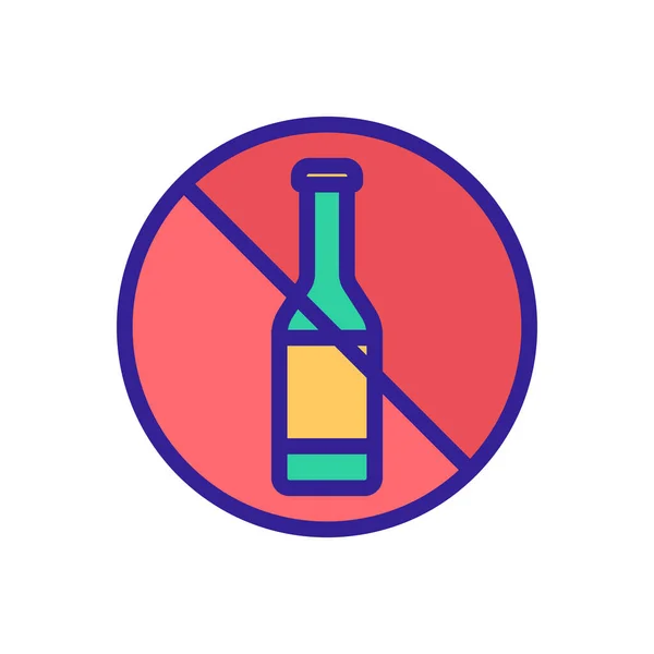 No beber alcohol icono vector esquema ilustración — Archivo Imágenes Vectoriales