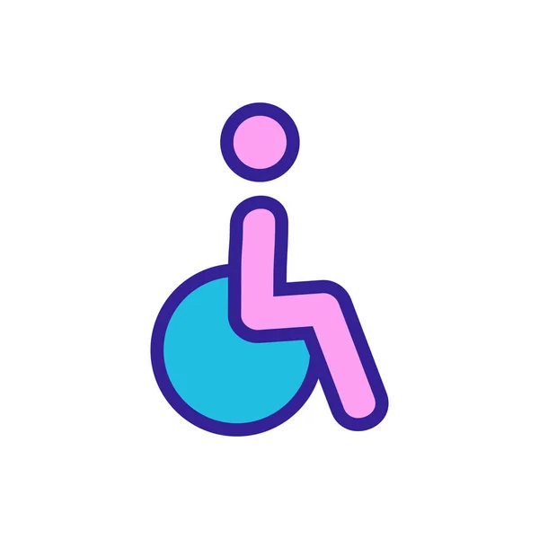 Disabile in una sedia a rotelle icona vettore schema illustrazione — Vettoriale Stock
