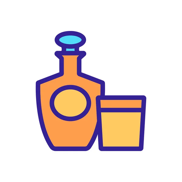 Botella de brandy icono de vidrio esquema ilustración — Vector de stock