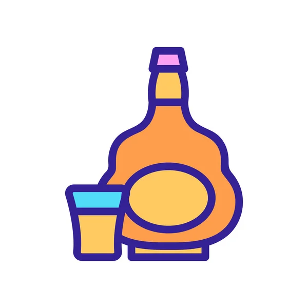 Botella de coñac icono de vidrio esquema ilustración — Vector de stock