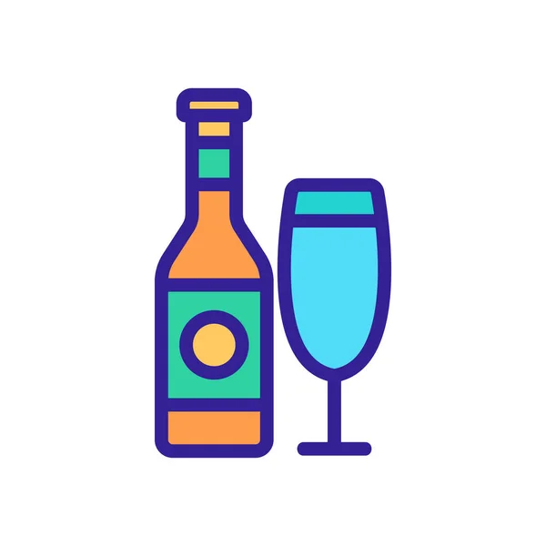 Botella de vino icono de vidrio esquema ilustración — Vector de stock