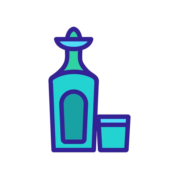 Tequila láhev sklo ikona vektor obrys ilustrace — Stockový vektor