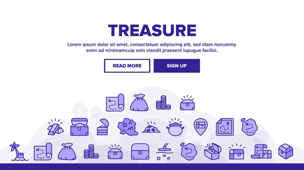 Treasure Pirate Gold Landing Web Page Header Banner Πρότυπο Διάνυσμα — Διανυσματικό Αρχείο