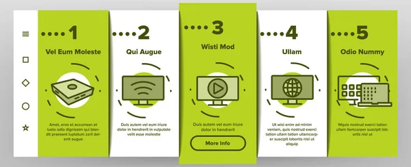 Smart Television Onboarding Icons Set Vector Smart Elektrizitätstechnologie Full Und — Stockvektor