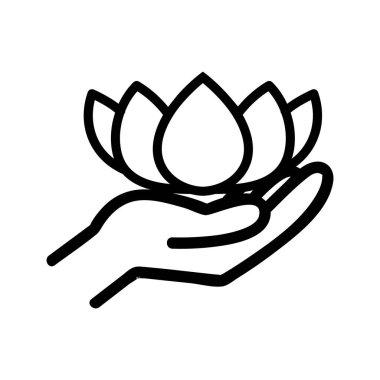 Nilüfer çiçeği el ikonu vektöründe. Nilüfer çiçeği el işaretinde. izole edilmiş sınır sembolü çizimi