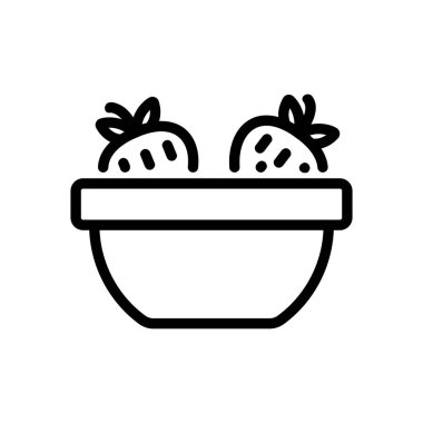 Bir kase çilek ikon vektörü. Bir kase çilek tabelası. izole edilmiş sınır sembolü çizimi