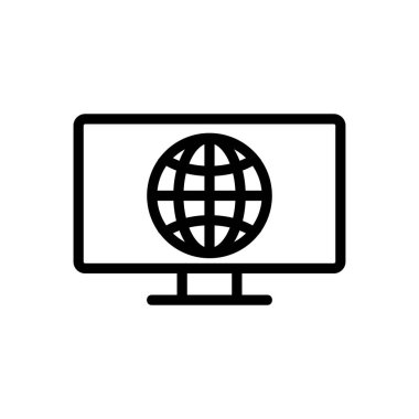 TV internet simgesi vektörü. Televizyon internet tabelası. izole edilmiş sınır sembolü çizimi