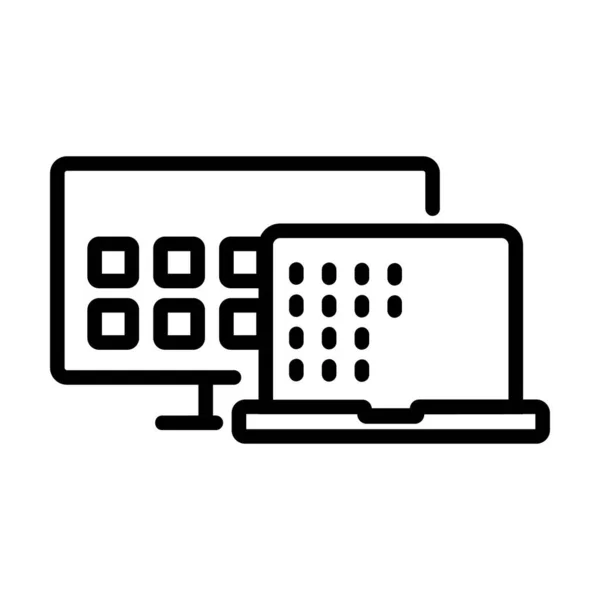 Komunikacja Wektor Ikony Laptopa Komunikacja Laptop Znak Odizolowany Symbol Konturu — Wektor stockowy