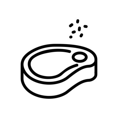 Tuzlu biftek ikonu vektörü. Tuzlu biftek tabelası. izole edilmiş sınır sembolü çizimi