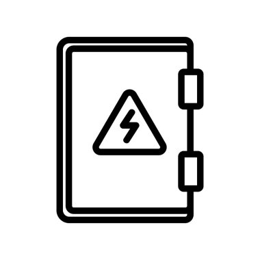 Koruyucu elektrikli kalkan ikon vektörü. Koruyucu elektrik kalkanı işareti. izole edilmiş sınır sembolü çizimi