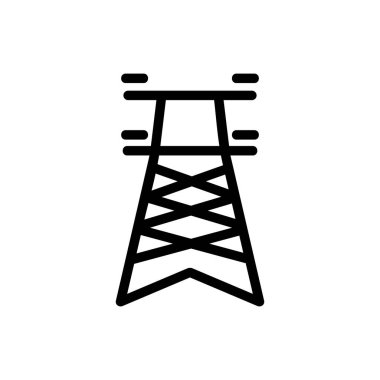 Güç iletim kulesi ikon vektörü. Güç iletim kulesi işareti. izole edilmiş sınır sembolü çizimi