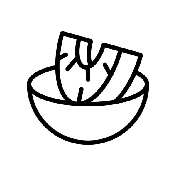 在碗图标向量中切碎的菠萝 在碗上的菠萝切碎标志 孤立等高线符号图解 — 图库矢量图片