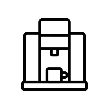 Kapalı kahve makinesi ikon vektörü. Kapalı kahve makinesi işareti. izole edilmiş sınır sembolü çizimi