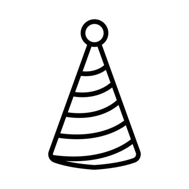 Koni şeklinde şapka ikonu vektörü. Koni şeklinde şapka işareti. izole edilmiş sınır sembolü çizimi