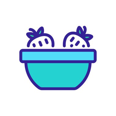 Bir kase çilek ikon vektörü. Bir kase çilek tabelası. renk sembolü çizimi