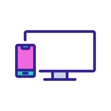 İletişim televizyonu ve telefon ikonu vektörü. İletişim televizyonu ve telefon işareti. renk sembolü çizimi