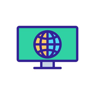 TV internet simgesi vektörü. Televizyon internet tabelası. renk sembolü çizimi