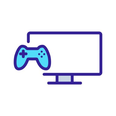 TV ikon vektöründe oyun konsolu. Oyun konsolu televizyon tabelasında. renk sembolü çizimi