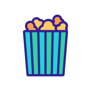 Sinema patlamış mısırı yan görüş paket ikon vektöründe. Sinema patlamış mısır paket tabelasında. renk sembolü çizimi