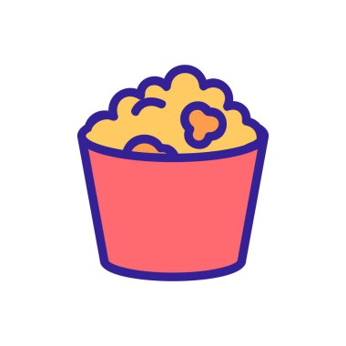 Bir kova patlamış mısır ikonu vektörü. Bir kova patlamış mısır tabelası. renk sembolü çizimi