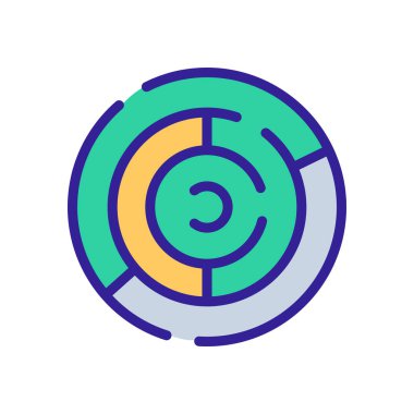 Dairesel labirent ikon vektörü. Dairesel labirent işareti. renk sembolü çizimi