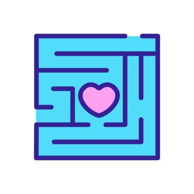 Aşk labirenti ikon vektörü. Labirent işaretini severim. renk sembolü çizimi