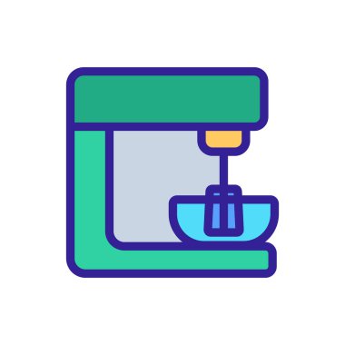 Küçük kase ikon vektörlü gezegen mikseri. Küçük kase işaretli gezegen mikseri. renk sembolü çizimi