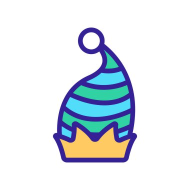 Çizgili palyaço şapkası ikon vektörü. Çizgili palyaço şapkası işareti. renk sembolü çizimi