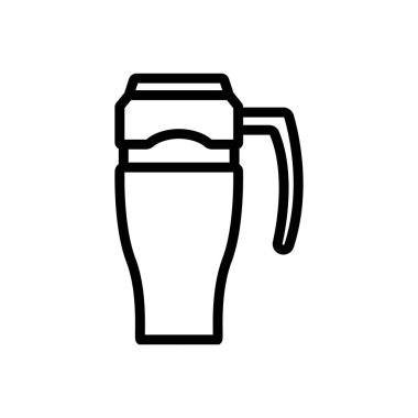 seyahat termal kupa simgesi vektörü. Yolculuk termal sabıka levhası. izole edilmiş sınır sembolü çizimi