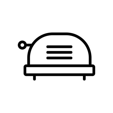 Yarı dairesel tost makinesi ikon vektörü. Yarı dairesel tost makinesi işareti. izole edilmiş sınır sembolü çizimi