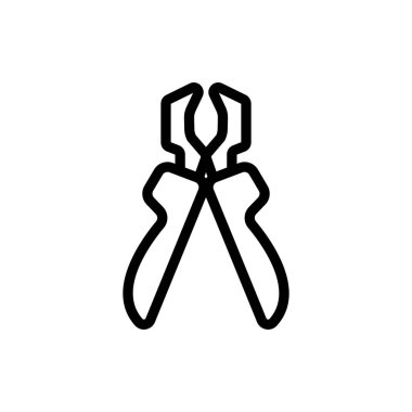 Büyük tırnak kırpıcı ikon vektörü. Büyük tırnak makası işareti. izole edilmiş sınır sembolü çizimi