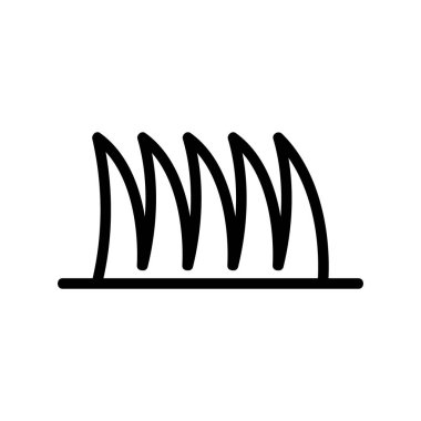 Çim ikon vektörünün yakın aralıklı bıçakları. Yakın aralıklı çimen yaprakları. izole edilmiş sınır sembolü çizimi