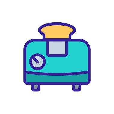 Zaman tostu ikon vektörlü otomatik tost makinesi. Otomatik tost makinesi ve zaman ayarlı tost makinesi. renk sembolü çizimi